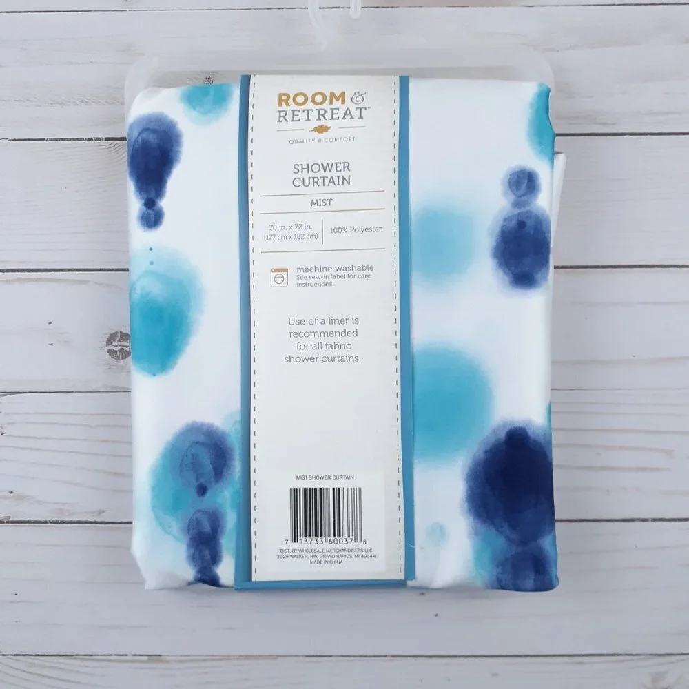 Room & Retreat Fabric Shower Curtain 70x72 Blue Mist